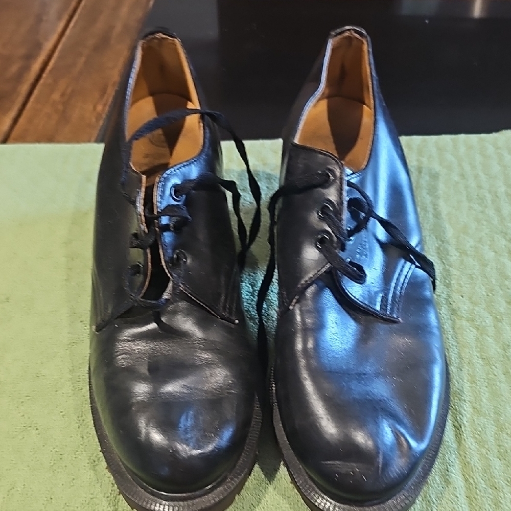 Dr. Martens Black Leather Oxford Shoes with Stitched Welt